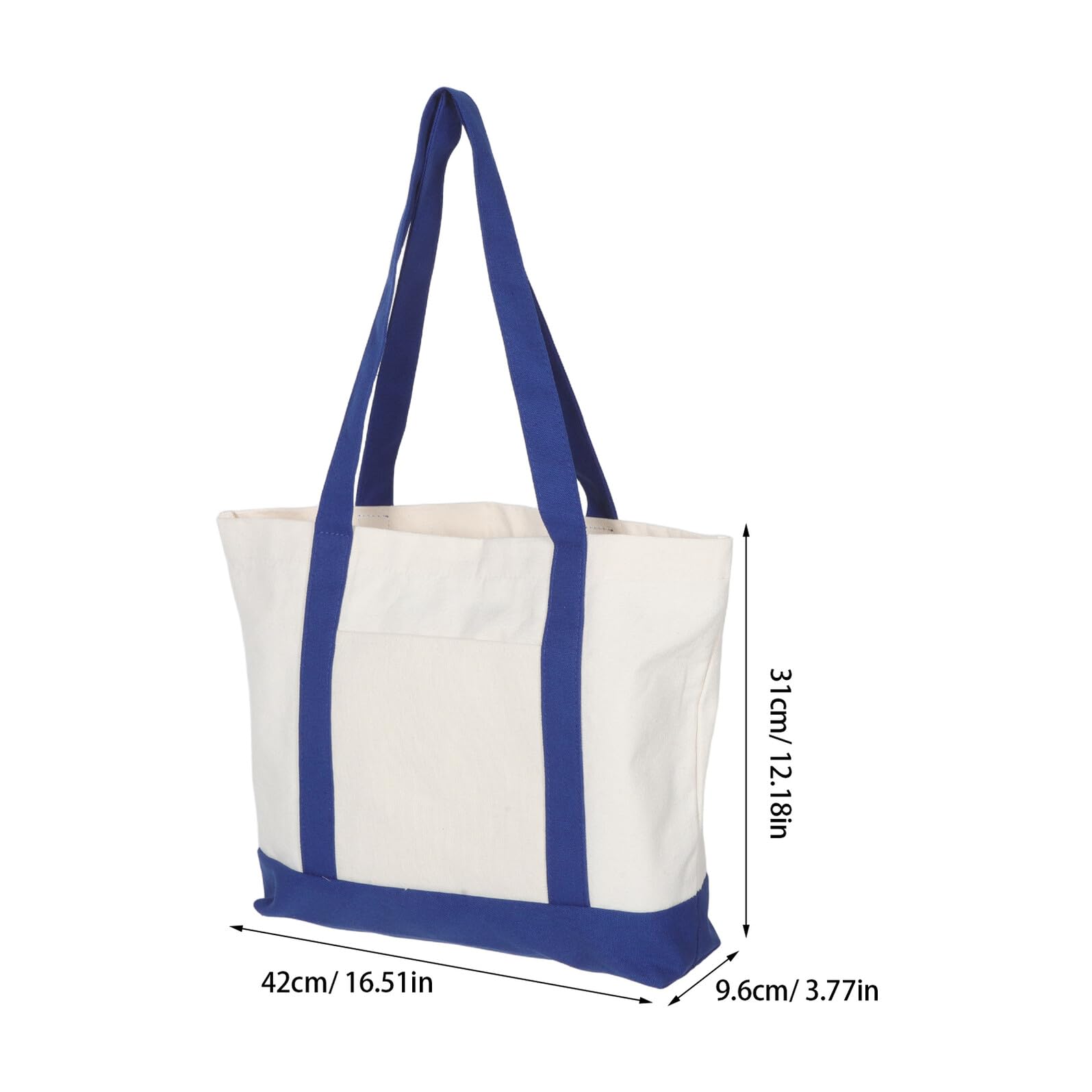 Toyvian Bolsa de Mano de Lona 2 Piezas 43x33x10 Cm Azul Marino y Negro con Bolsillo, Bolsa de Trabajo Multiusos Grande para Supermercado, Compras y Viaje Diaria
