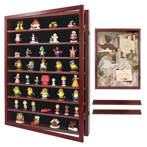 Image of FramePro Shadow Box Frame Display Case 18x24 with Removable Shelves, Deep Memory Box Trinket Knick Knack Shelf Cabinet for Collector, Keepsake Coins Military Medals Wedding Flowers Cherry