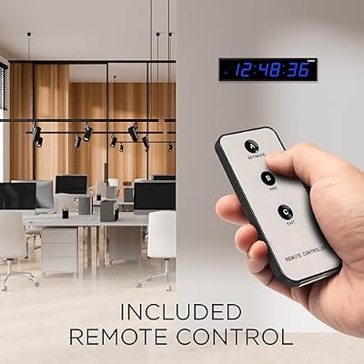 Ivation Oversized Large Digital Wall Clock - Big LED Digital Clock w/Large Display & Durable Aluminum Frame, Shelf or Wall Mount (24 Inch - Blue) 6 Brightness Levels | Time Memory | Remote