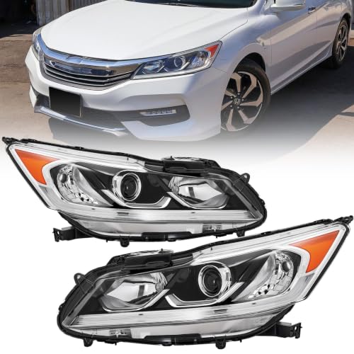 Halogen Headlight Assembly w-LED DRL For 2016 2017 Honda Accord EX EX-L