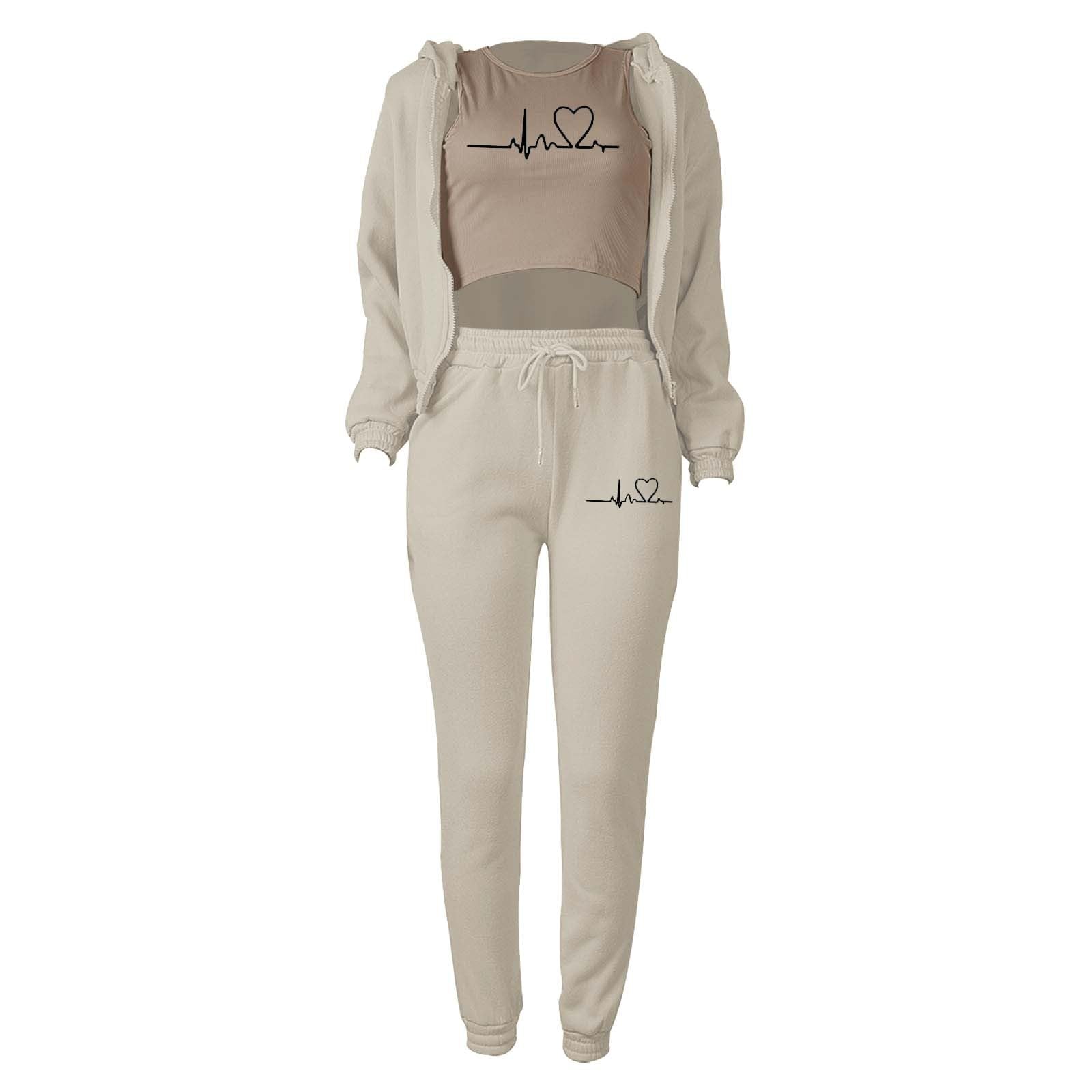 Felpa con cappuccio da donna che aggiunge calore con stampa floreale con set interno da 3 pezzi
