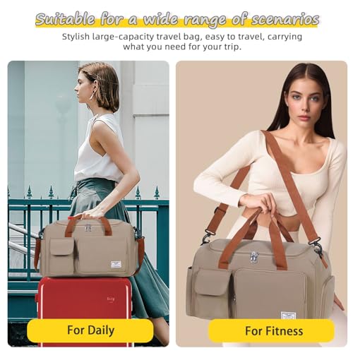 Image of FIORETTO Women's Gym Duffle Bag with Shoes Compartment, 30L Capacity, Ideal for Travel, Gym, Sports, Duffel, Weekender