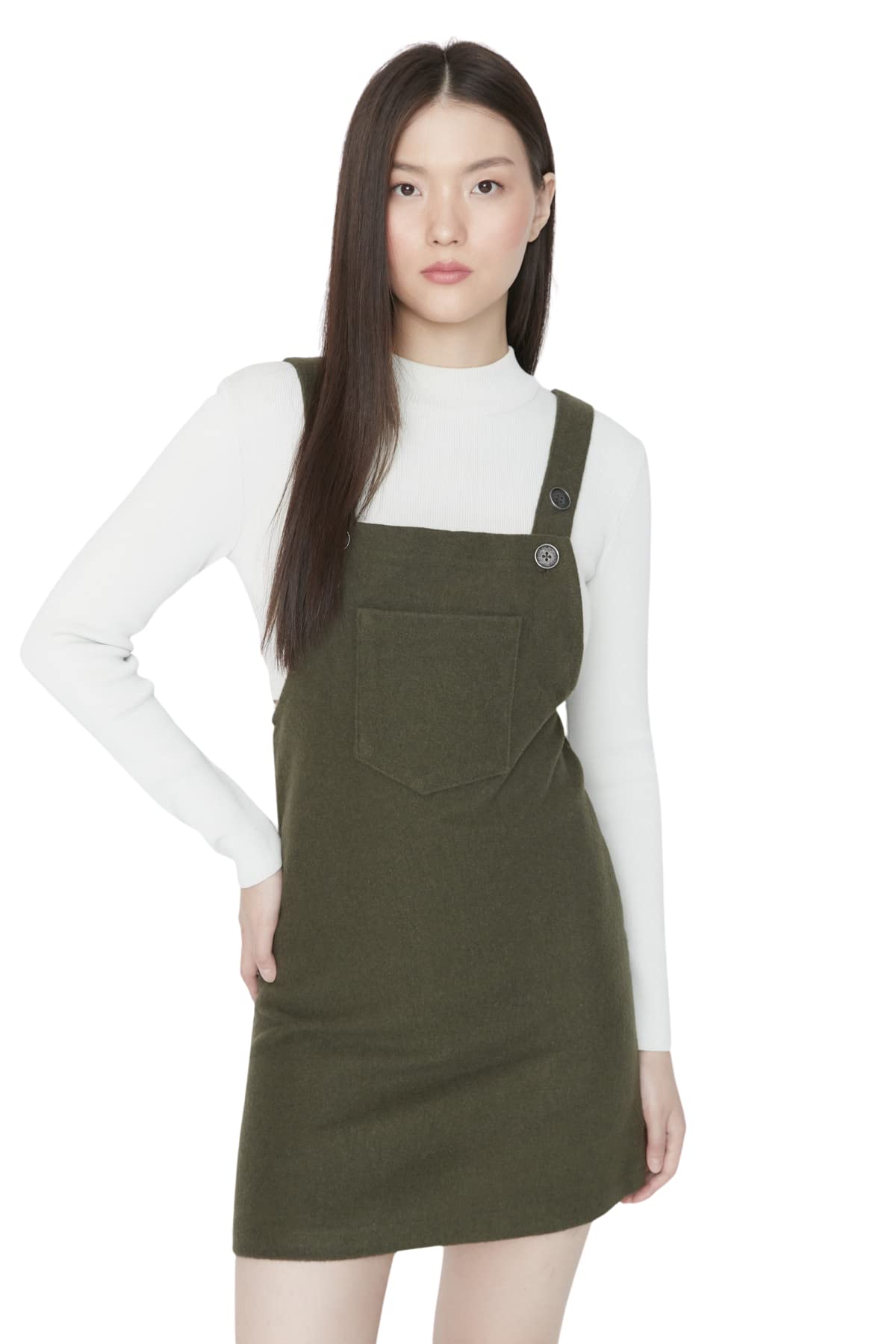 Trendyol Women Young Mini Jile Regular Woven Dress Khaki