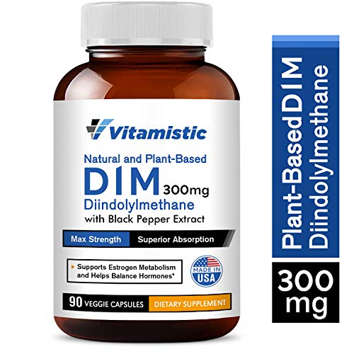 Vitamistic DIM Supplement 300mg Natural and Plant-Based, 90 Veggie Caps, Diindolylmethane with Black