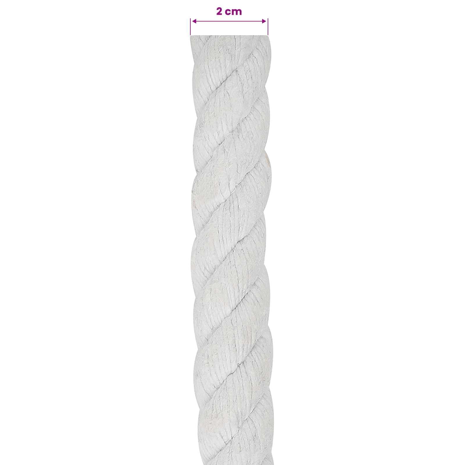 Linka bawełniana, biała, 2 x 2 x 2500 cm, 3-warstwowa, trwała, elastyczna, do ogrodu, na kemping, do warsztatu, projektów DIY, z dobrą przyczepnością i wszechstronnym mocowaniem