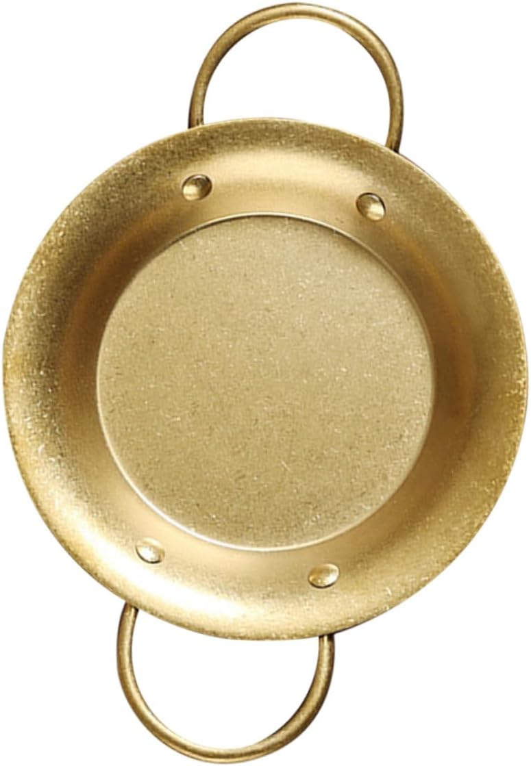 Vintage Spanish Paella Pan 20.5cm Stainless Steel Skillet Double Handle Cooking Pot for Home and Restaurant Use