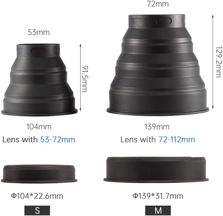 Universal Len-s Folding Hood Anti-Reflective Silicone Hood for DSLR Camera Photography Equipment Accessories (M(72-112mm)) - Image 2