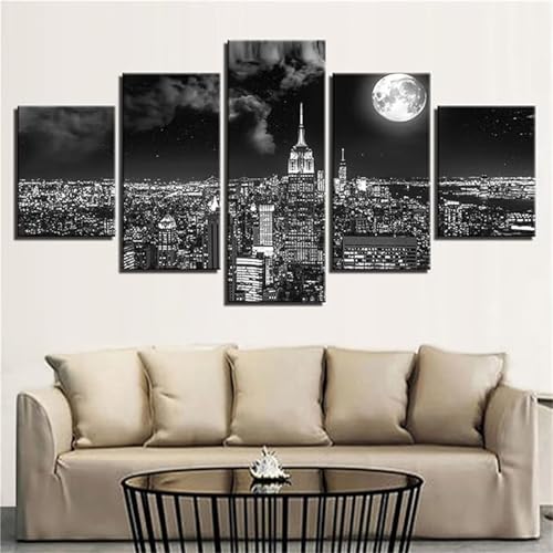 Diamond Painting 5 pièces Cité de la Lune broderie kit complet 100x50cm