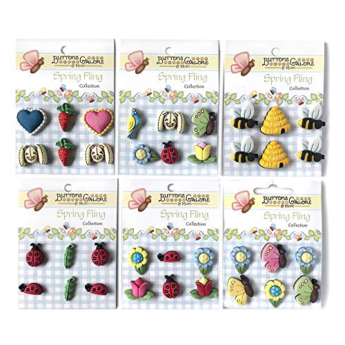 Buttons Galore and More Collection of Novelty 3D Embellishments Shank Buttons Based on Different Themes, Holidays, Seasons for DIY Crafts, Scrapbooking, Sewing, Cardmaking & Other Projects â€“ 36 Pcs