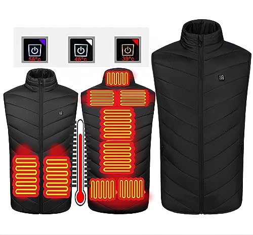 New Unisex Heated Vest with 3 Heating Levels, 9 Heating Zones, Washable Stand Collar Lightweight Zip Heated Vest