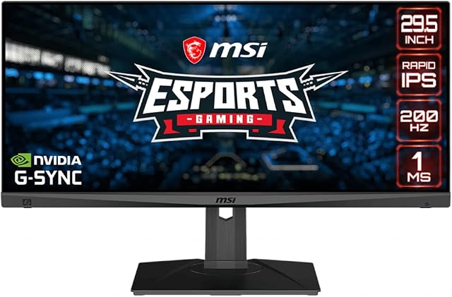 MSI Optix MAG301RF Rapid IPS Gaming Monitor - 29.5 Inch, 21:9 WFHD (2560 x 1080), Rapid-IPS, 1ms, 200Hz, HDR, G-Sync Compatible, DisplayPort, HDMI, Anti-Flicker, Less Blue light, Night Vision, Black