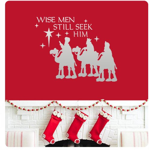 Wisemen Still Seek Him Christmas Star Nativity Wall Decal Sticker Silhouette Three Wisemen Christ Jesus Birth Happy Holidays Merry Christmas Season's Greetings Sign Color Choices