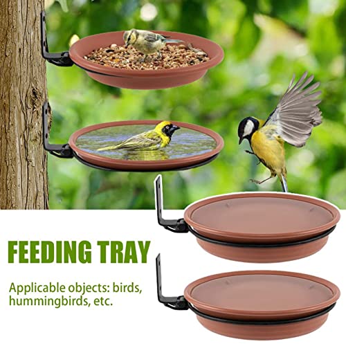 Bird Feeder Tree Mounted For Bird Feeder 4Pcs Bird Bath Bowl Plastic Bird Seed Tray Installed On Wooden Fence Wall Tree Deck Stakes With Heavy Duty Iron Ring,(2Trays+2Racks) #TOP3