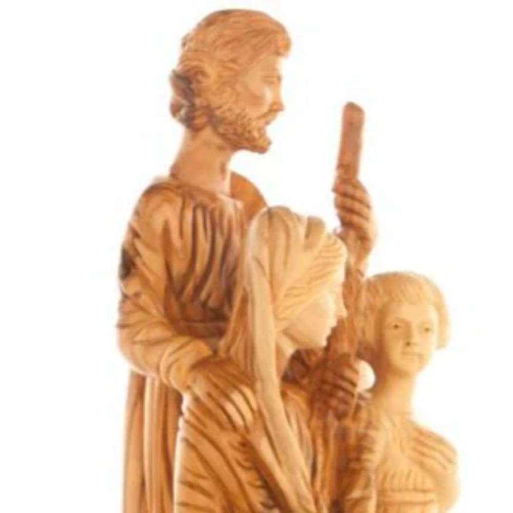 Bethlehem Handicrafts Holy Family Nativity Scene Sculpture in Olive Wood, 11.8