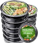 [10-Pack] Airtight Meal Prep Containers Reusable - BPA-Free Plastic Food Containers with Lids - Microwavable Freezer Dishwasher Safe - Takeaway Lunch Box - Batch Cooking Containers - Food Trays