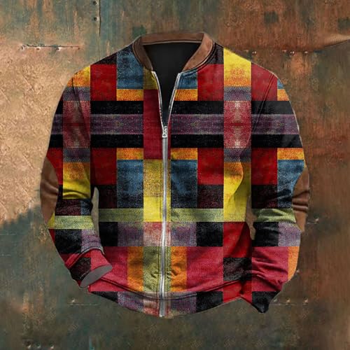 Mens Fall Workout Fashion Prints Long Sleeve V-Neck Casual Zip Up Vintage Cardigan Sweatshirts3