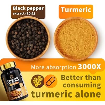 Turmeric Curcumin Supplement - 11-in-1 Turmeric Supplement with Black Pepper, Extra Strength Absorption, 95% Curcuminoids for Joint, Skin and Immune Support, Non-GMO, 120 Turmeric Capsules, 2 Packs