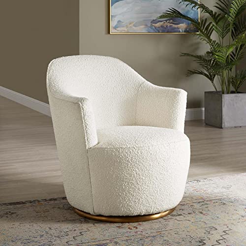 Sillón giratorio bouclé blanco miniatura 2