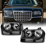For Chrysler 300 OE Replacement Black Halogen Type Headlights Driver/Passenger Head Lamps Pair New