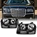 For Chrysler 300 OE Replacement Black Halogen Type Headlights Driver/Passenger Head Lamps Pair New