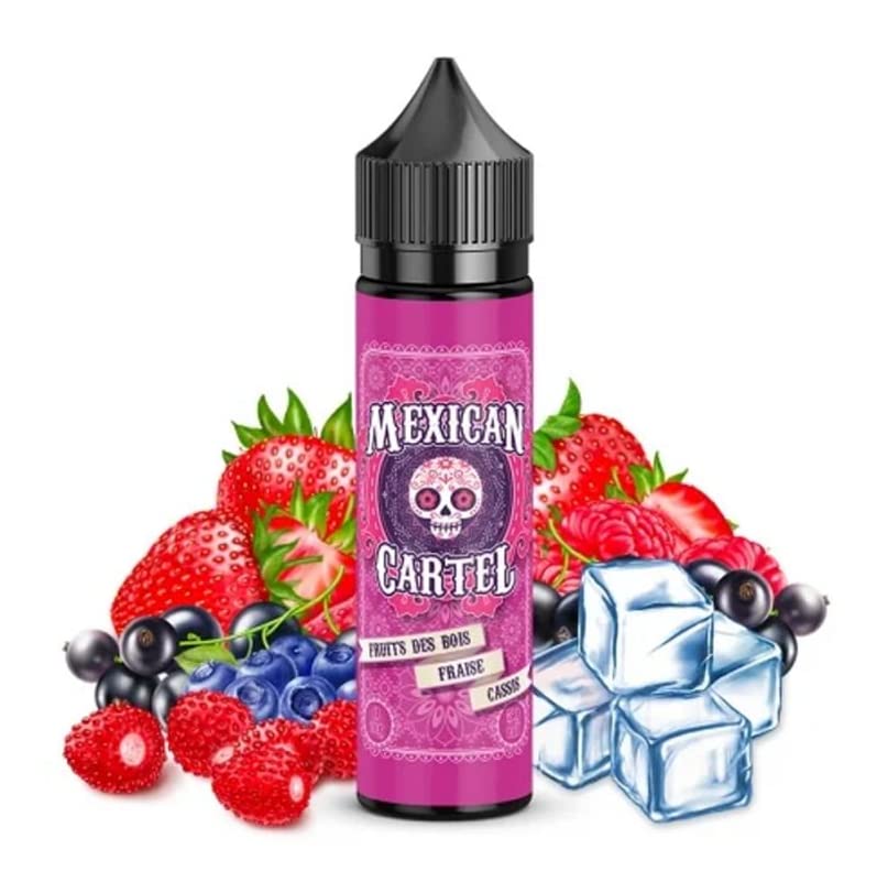 E-Liquide Fruits des Bois Fraise Cassis 50ml - Mexican Cartel - Sans tabac et sans nicotine. + goodies Born To Vape