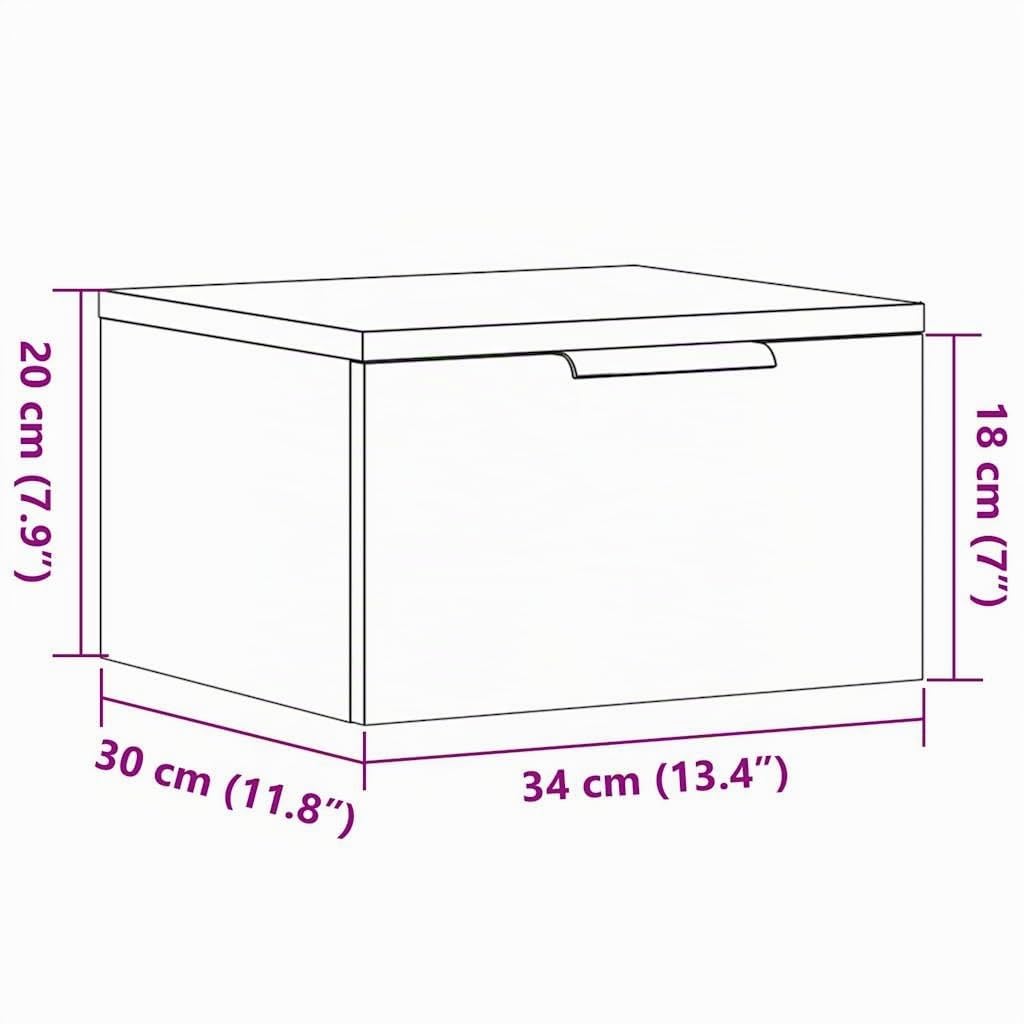 vidaXL 1/2x Comodino a Muro Mobile Multifunzionale 34x30x20 cm Colori Diversi