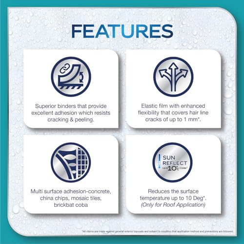 Image of Dulux Aquatech DampProtect 2-in-1 Basecoat - Heat Resistance Paint for Summer Cool Roof, Exterior Waterproofing for Walls & Terrace Roof, Crack Bridging, 10C Cooling, 8 Yr Warranty - 4 L