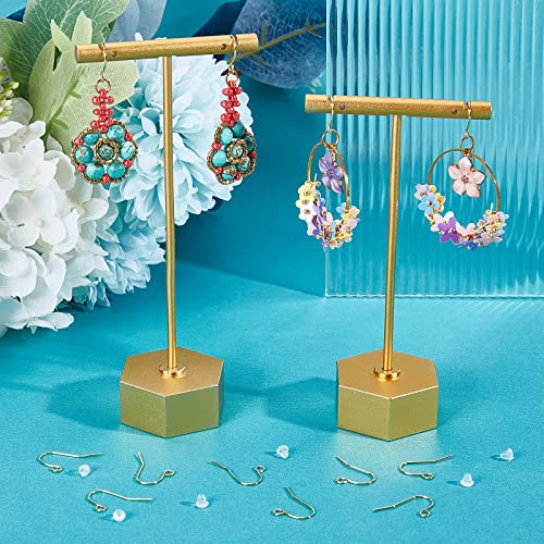 Beebeecraft 200Pcs/Box Earring Hooks For Jewelry Making, 18K Gold Plated Ear Wires Fish Hook Earrings With 200Pcs Clear Rubber Earring Backs For Diy Earring Making #TOP4