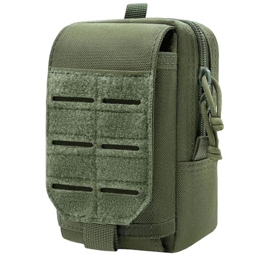 WICKTICK Tactical EDC Pouch, Molle Utility Pouch Gadget Organizer Holder Bag Phone Holster Waist Pack Admin Pouch Tool Pocket for Outdoor Activities, Attached to Backpack/Vest/Belt (Green, Basic)