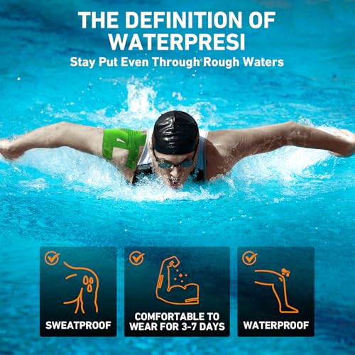 Image of Kinesiology Tape for Shoulder Precut, 12 PCS Shoulder Tape for Pain Relief, KTQUICK Original Cotton Waterproof & Breathable, Enhance Elastic Sports Tape for Pain Support and Muscle Sports, Green