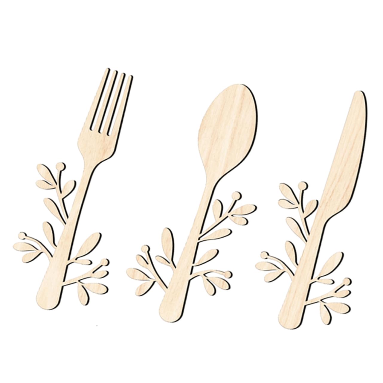 Pendentifs muraux en bois ustensiles de cuisine déco salon 3 pièces