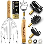 ZERAZOW® Telescopic Back Scratcher 9 Pcs Set | Back Scratcher Gifts for Men & Women with 4 Detachable Heads | Head & Scalp Massager | Back Massage Tool | Father’s Day Gift for Dad | UK Brand