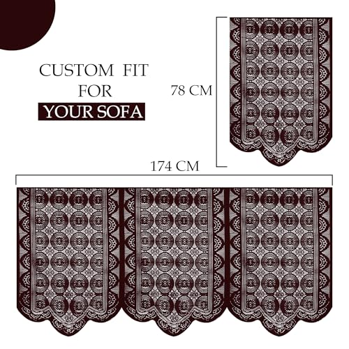 Image of Kuber Industries (Set of 16) Stylish & Durable Cotton Sofa Covers 5 Seater with Arms | Washable Sofa Protector & Slipcover for Living Room & Office | Plain Circle - Brown