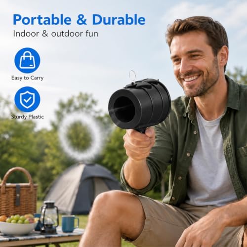 Air Cannon Toy Handheld Bullseye Air Blaster Gun for Adults | Single Shot Air Vortex Cannon Toys, Bullseye Blaster Air Shooter Blowing Gun for Family Party (Black01) — view 4