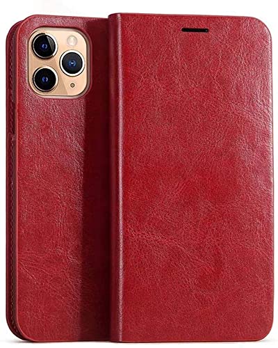 Housse iPhone 12 étui portefeuille porte-carte béquille rouge 6.1 pouces