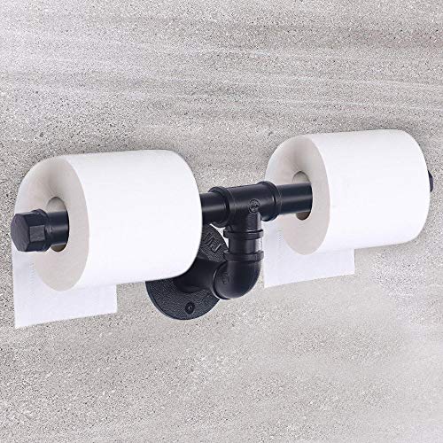 Preisvergleich Produktbild OYIPRO Doppelt Toilettenpapierhalter WC Papierhalter Handtuchhalter Rollenpapierständer Bad-accessoires Industrielle Wasserrohr für Bad Küche
