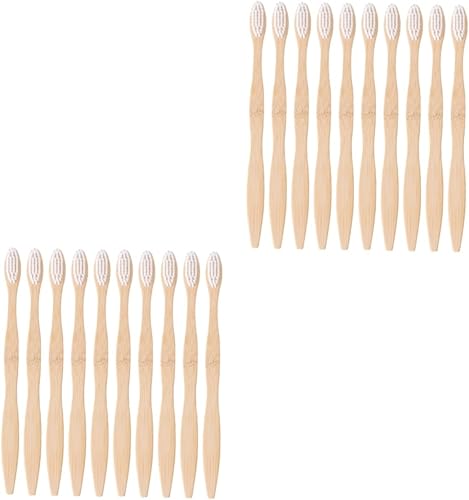 Juego de 20 cepillos de dientes de bambú con mango de bambú, cepillos de dientes de limpieza profunda, cepillos de dientes con mango de bambú,