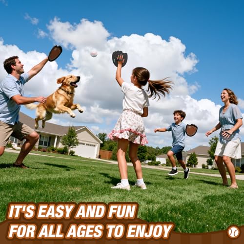 HYES Toss and Catch Ball Set, Outdoor Games for Kids Ages 3-12, Sticky Catch Game Toy with 2 Paddles & 3 Balls, Toddler Baseball Glove Set for Beach Yard Camping, Gift for Boys & Girls by HYES - Image 8