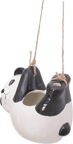 Happyyami Maceta colgante de panda para montar en la pared, florero para interiores, decoración de habitación asética de cerámica, macetas colgantes