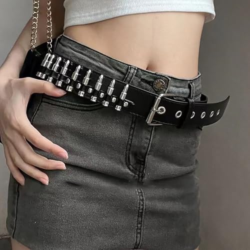 Bullet Rivet Belts Studded Waist Belt Punk Belt Black PU Leather Belt Rock Belts Metal Jeans Dress Belt For Halloween Cosplay3