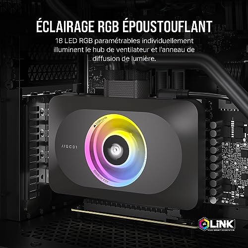 CORSAIR iCUE LINK XG3 RGB Waterblock pour Carte Graphique Hybride - Refroidissement Personnalisé Hybride - Compatible avec RTX 4090, 4080, 3090 Ti, 3090, 3080 Ti, 3080 - Noir