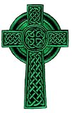 Celtic Cross Iron-On Patch Green Embroidered Relgious Gaelic Irish Crucifix Goth