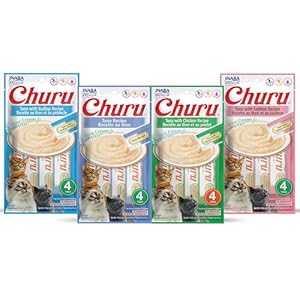 INABA Churu Lickable Purée Natural Cat Treats (Tuna Variety Pack, 16 Tubes)