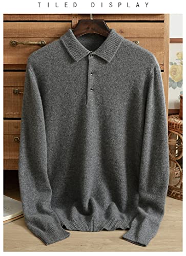 Alloaone Men Winter 100% Solid Lapel Bottoming Long-Sleeved Solid Color Business Middle-Aged Cashmere Sweater2