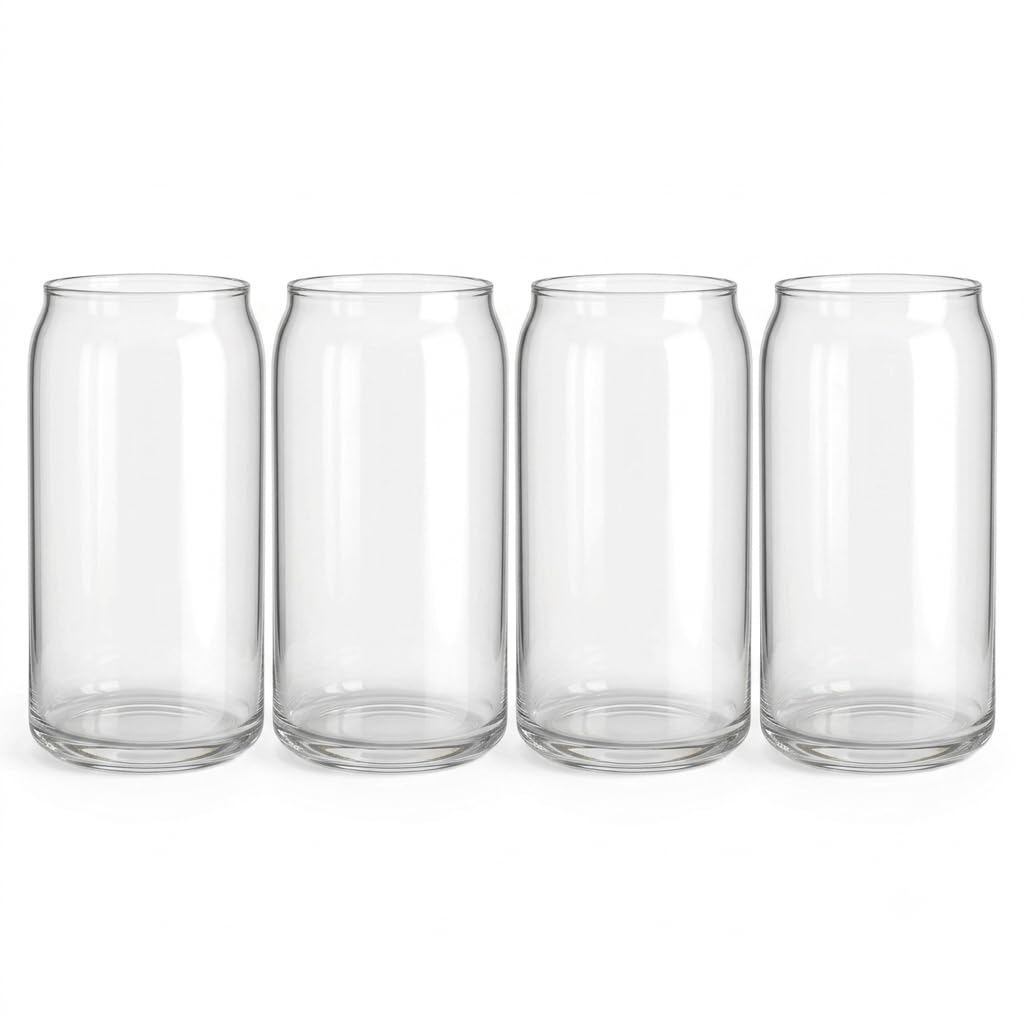 Vasos Tipo Lata de Vidrio para Bebidas, Set de 4