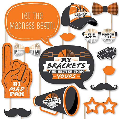 Big Dot of Happiness Basketball Let The Madness Begin College Basketball Party Photo Booth Props Kit 20 Count