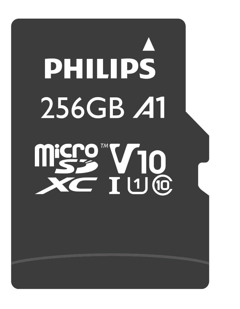 Philips Ultra Speed microSDXC Card 256 GB+adattatore SD UHS-I U1, velocità di lettura fino a 80 MB/s, A1 Fast App Perf,V10, scheda di memoria per smartphone,tablet,PC,lettore di schede,video Full HD