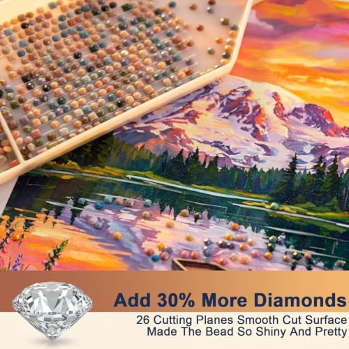 Image of HASTHIP Landscape Diamond Art Kits 5D Lake Full Round Drill DIY Gem Art Kit with Canvas and Tools for Relaxing Creative Home Decor