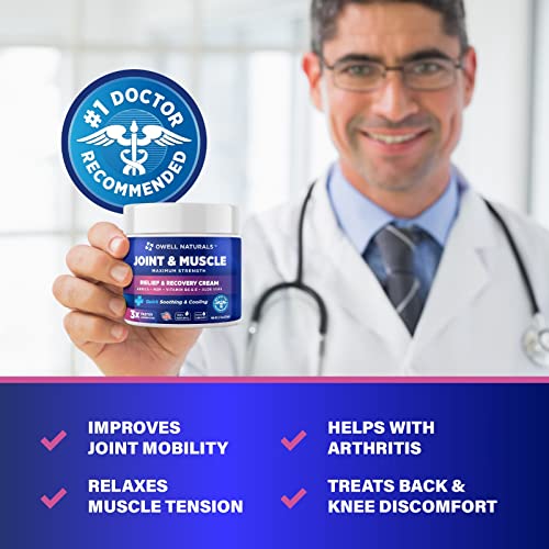 Owell Naturals Joint & Muscle Cream - All-Natural- Maximum Strength Relief & Recovery For Back, Neck, Hands, Feet, Shoulder - Fast-Acting, Non-Greasy, Made In Usa 2 Fl Oz (Pack Of 1) #TOP1