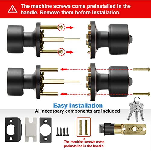 Bestten Geneva Series Oil Rubbed Bronze Entry Door Knob With Key, Door Lock Set For Exterior Door And Front Door #TOP5